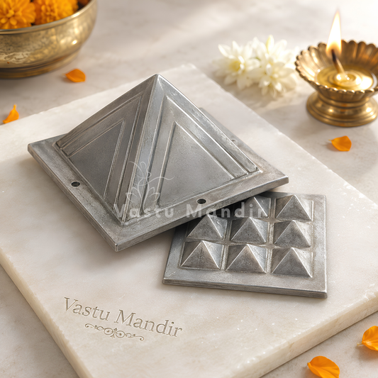 2-Layer Zinc Metal Pyramid Vastu Remedy for North East Direction Correction, Entrance, Kitchen and Home Use | 7.6 cm | 220 g