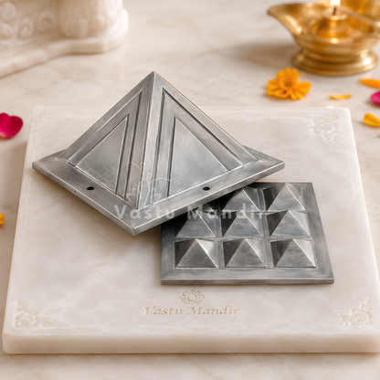 2-Layer Zinc Metal Pyramid Vastu Remedy for North East Direction Correction, Entrance, Kitchen and Home Use | 7.6 cm | 220 g