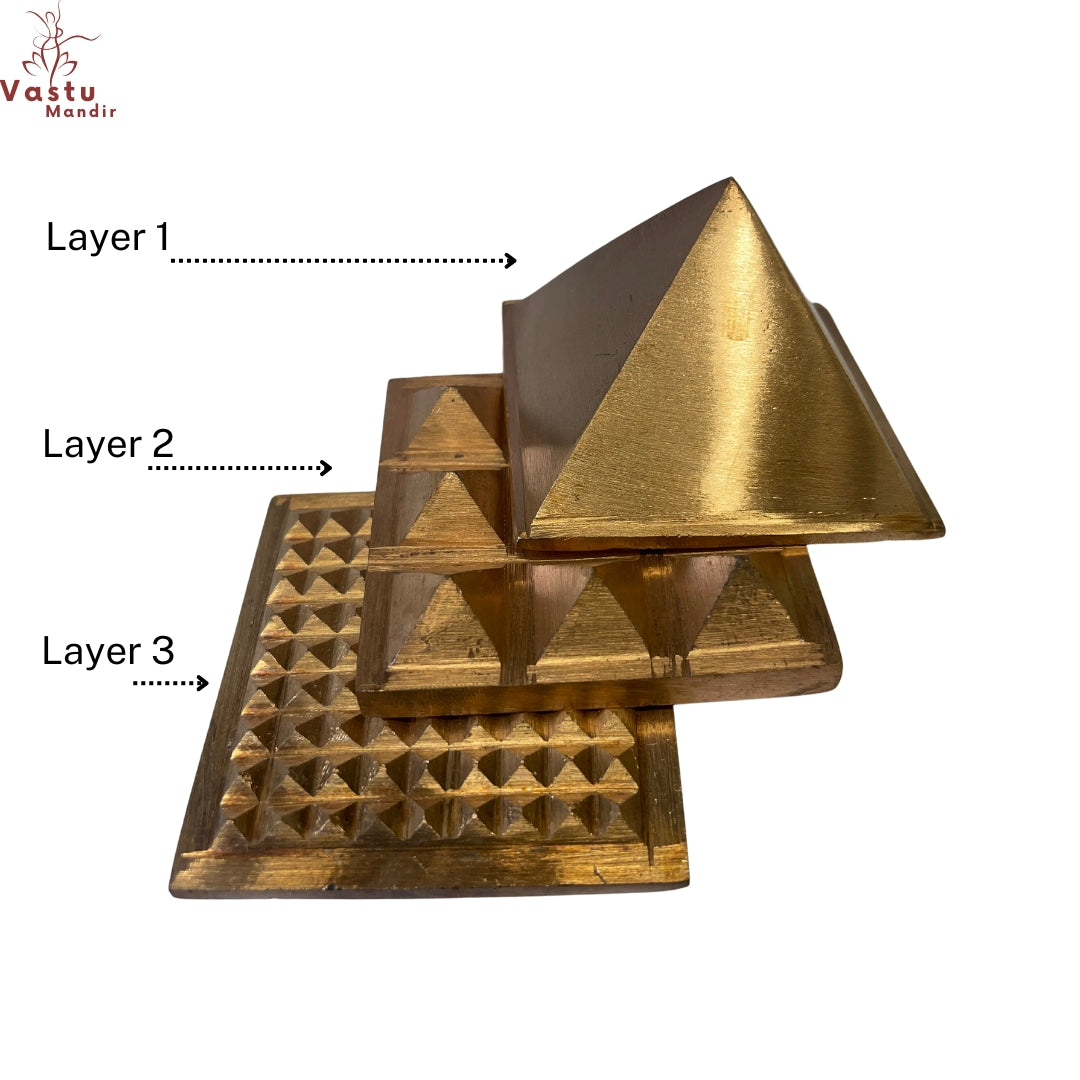 vastu mandir Pyramids, vastu mandir copper pyramid, three layer of copper pyramid for home and office, copper pyramid for vastu