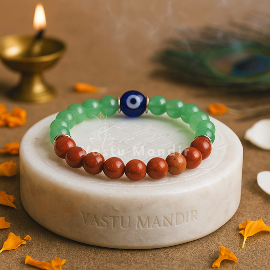 cancer zodiac bracelet 8mm green aventurine red jasper


