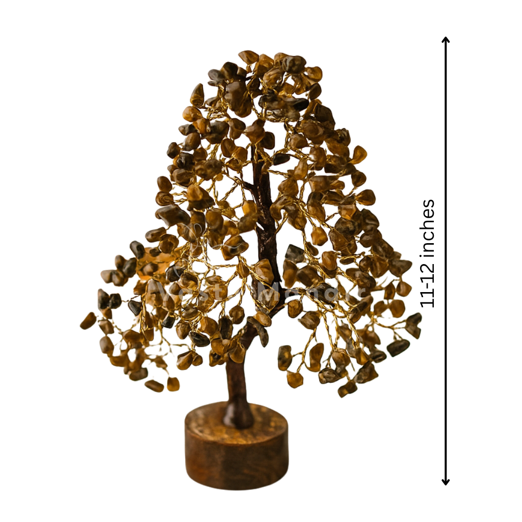 Premium Tiger Eye Vastu Tree (600 Beads, 12 Inch) for Courage, Strategic Clarity, and Grounding | Vastu Crystal Tree for Personal Power By Vastu Mandir