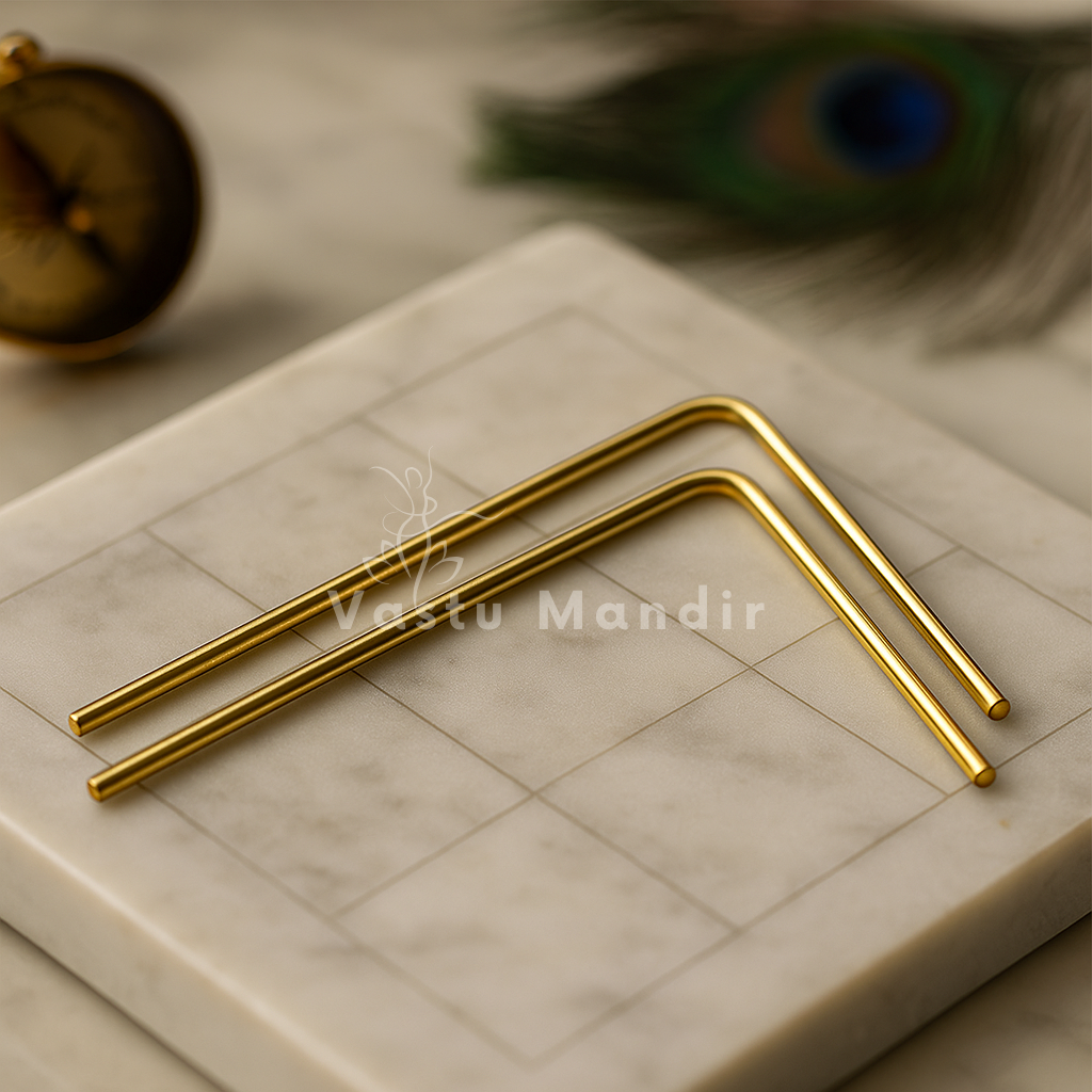 Premium Metal 100% Pure And Plain Brass Dowsing Rod Feng Shui Pair For Aura Energy Checking and Scanning By Vastu Mandir