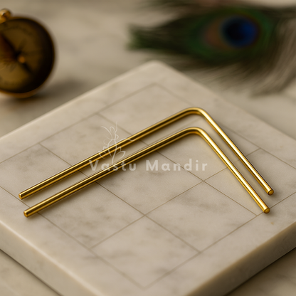 Premium Metal 100% Pure And Plain Brass Dowsing Rod Feng Shui Pair For Aura Energy Checking and Scanning By Vastu Mandir