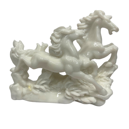 vastu mandir white horses, white color horse for table showpiece, Two running horse for home and office, home decoration and showpiece