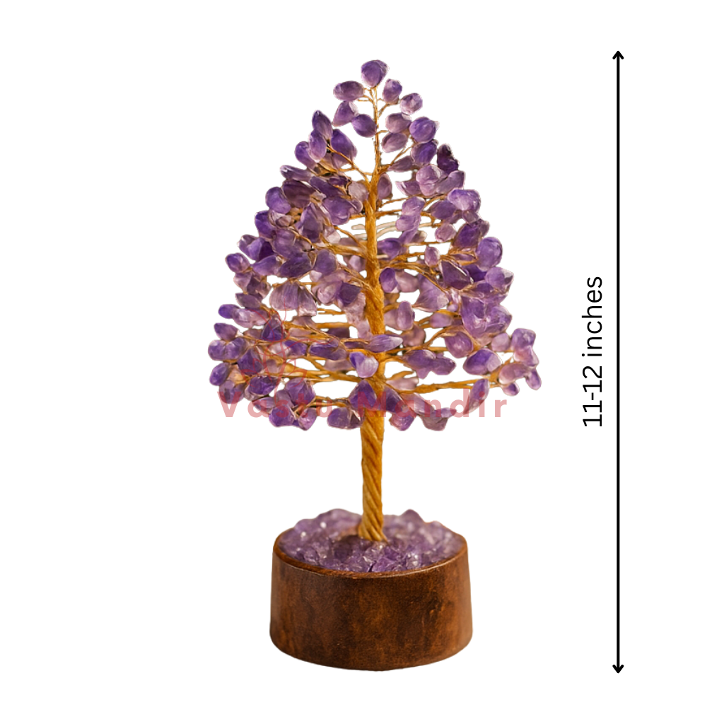 Premium Amethyst Vastu Tree (600 Beads, 12 Inch) for Stress Relief, Focus, and Supreme Clarity | Vastu Crystal Tree for North-East Zone By Vastu Mandir