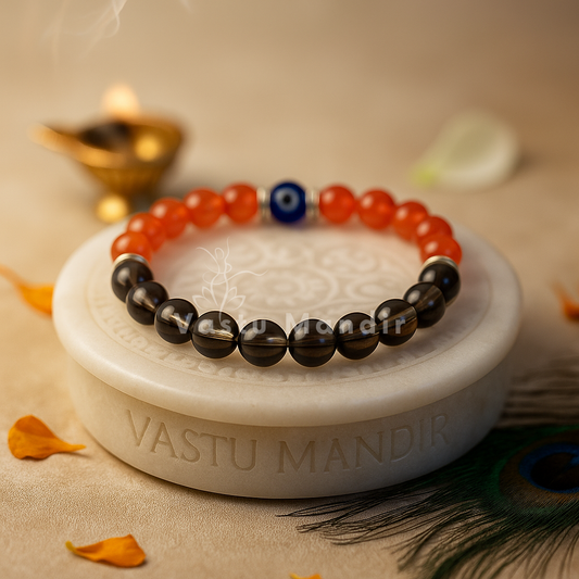 capricorn zodiac bracelet 8mm smoky quartz carnelian