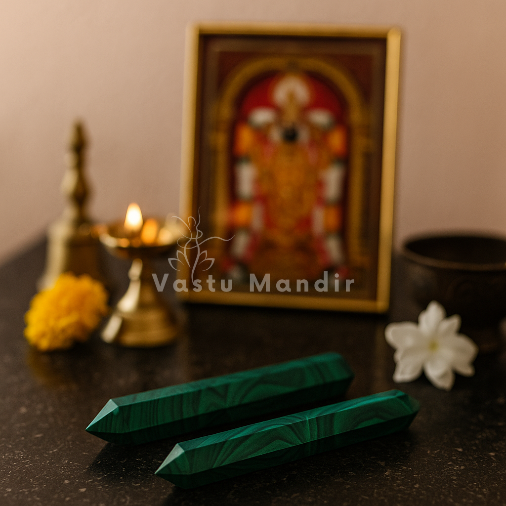 Malachite Energy Healing Pencil — Supreme Vastu Solution for Detox, Growth and Negative Energy Clearing (3-7 Inch) | Vastu Mandir