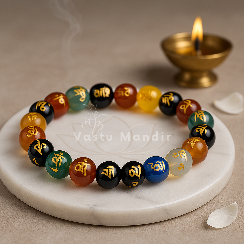 Om Mani Padme Bracelet - 100% Pure Crystal Stone Bracelet with Premium Look