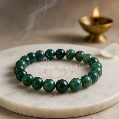 Natural Moss Agate Bracelet 8mm for Vastu Remedy & Prosperity — Heart Chakra Healing Stone for New Beginnings, Emotional Balance & Wealth Attraction By Vastu Mandir