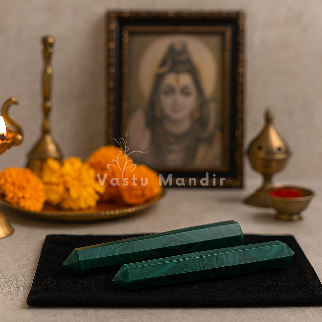Malachite Energy Healing Pencil — Supreme Vastu Solution for Detox, Growth and Negative Energy Clearing (3-7 Inch) | Vastu Mandir