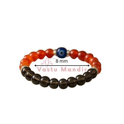 Capricorn Zodiac Healing Bracelet 8mm — Smoky Quartz & Carnelian