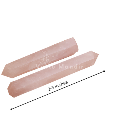 Natural Rose Quartz Crystal Pencil – Universal Vastu Remedy for Peace, Compassion & Relationship Balance (2-6 Inch) | Certified by Vastu Mandir