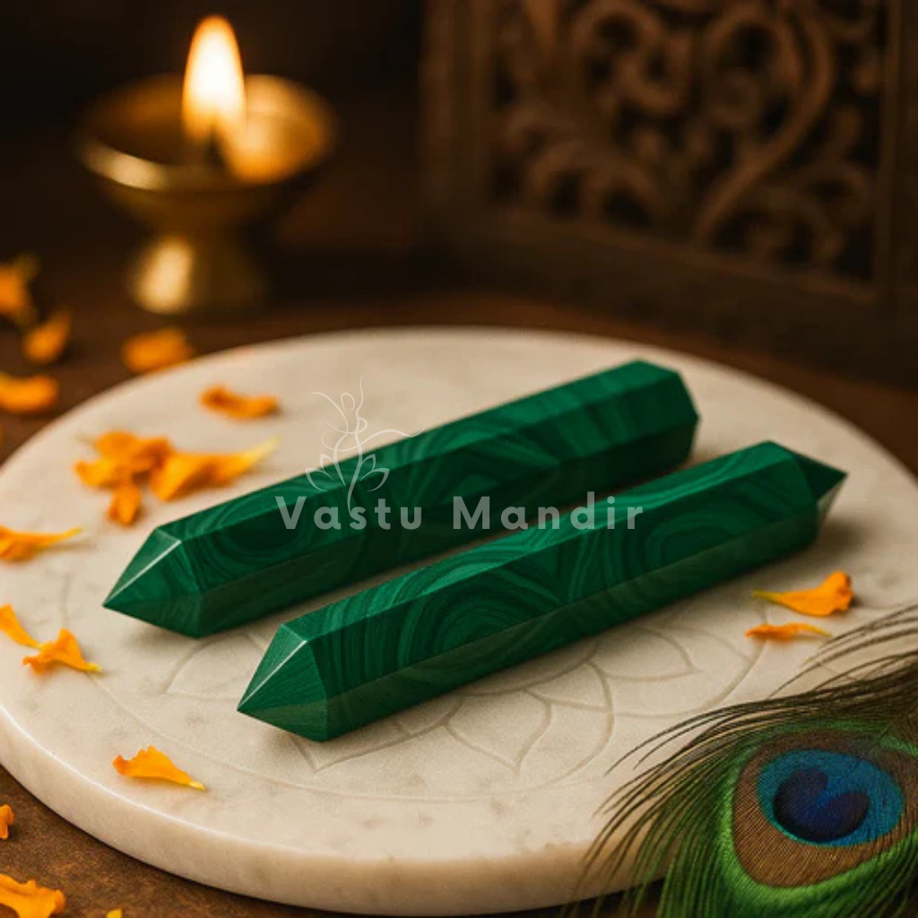 Malachite Energy Healing Pencil — Supreme Vastu Solution for Detox, Growth and Negative Energy Clearing (3-7 Inch) | Vastu Mandir