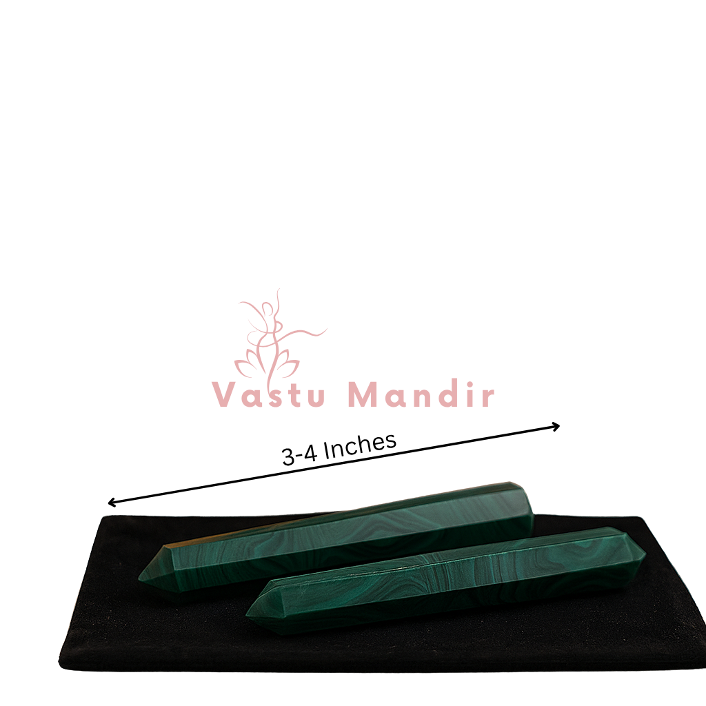 Malachite Energy Healing Pencil — Supreme Vastu Solution for Detox, Growth and Negative Energy Clearing (3-7 Inch) | Vastu Mandir