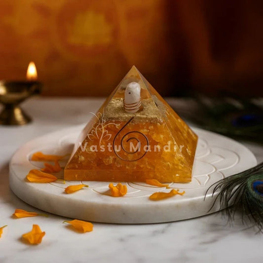 Natural Citrine Pyramid Vastu Remedy for Wealth Attraction, Abundance Flow and South East Dosh Correction for Home, Office and Prosperity Placement | 6.5 cm | 110 g
