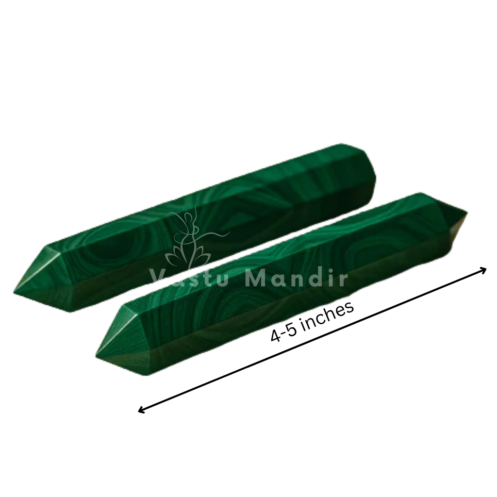 Malachite Energy Healing Pencil — Supreme Vastu Solution for Detox, Growth and Negative Energy Clearing (3-7 Inch) | Vastu Mandir