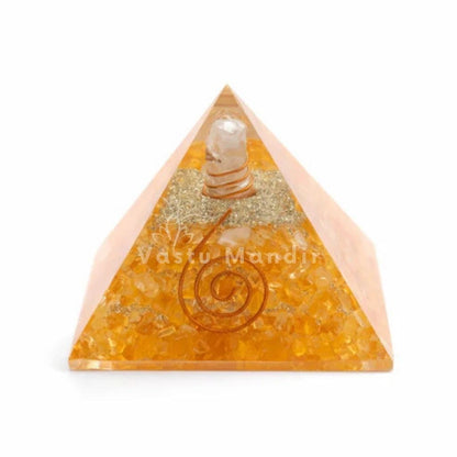 Natural Citrine Pyramid Vastu Remedy for Wealth Attraction, Abundance Flow and South East Dosh Correction for Home, Office and Prosperity Placement | 6.5 cm | 110 g