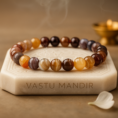 Natural Botswana Agate Crystal Bracelet – Vastu Remedy for Calm Focus & Emotional Stability | 8mm Beads