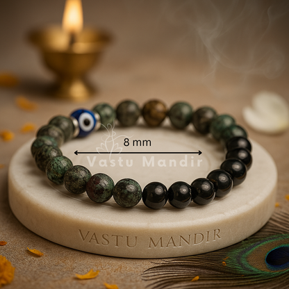 Libra Zodiac Healing Bracelet 8mm — African Turquoise & Black Tourmaline for Balance