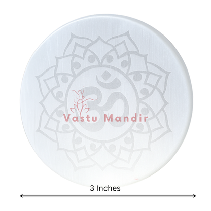 Sacred Om Symbol Selenite Charger (3 Inch) – High-Frequency Vastu Cleansing, Inner Harmony, and Effortless Crystal Cleansing