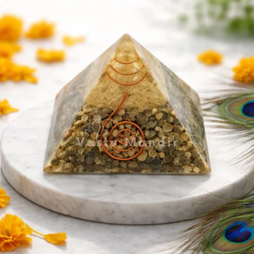 Pyrite Copper Coil Orgone Pyramid Vastu Remedy for Wealth Magnetism, Money Protection and Prosperity Support for Home, Office and Business Spaces | 6.5 cm | 150 g