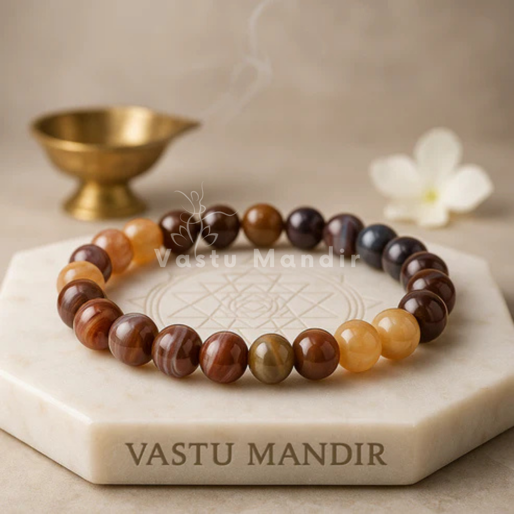 Natural Botswana Agate Crystal Bracelet – Vastu Remedy for Calm Focus & Emotional Stability | 8mm Beads
