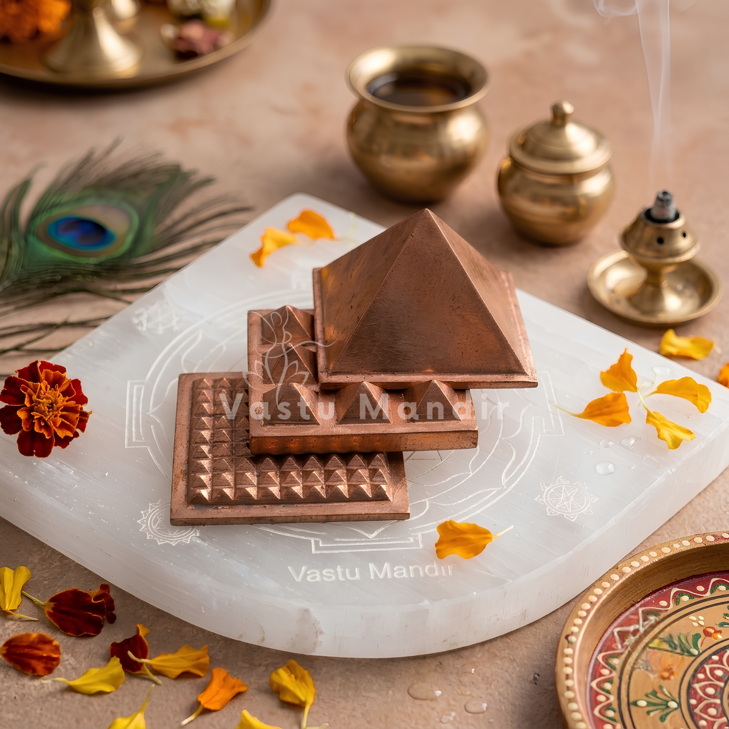 3-Layer Copper Pyramid Vastu Remedy for Energy Amplification, Prosperity and South East Direction Activation for Home, Office and Vastu Correction | 5-7.6 cm | 665 g