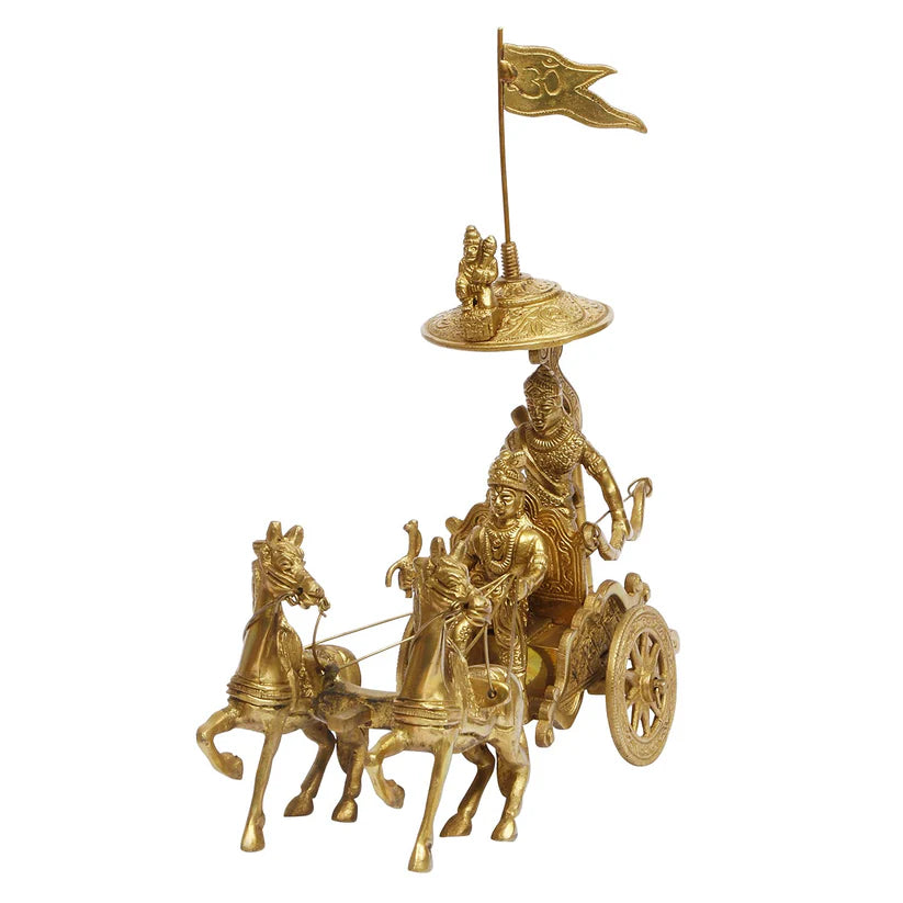 vastu mandir rath, vastu mandir rath with 2 horses, brass rath, vastu mandir brass idol, brass items, home decor, table showpiece 