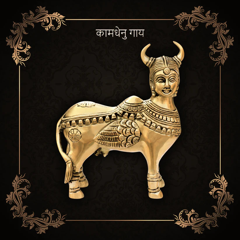 vastu mandir kamdhenu cow, vastu mandir brass Kamdhenu cow, vastu mandir brass idol, brass items, home decor, table showpiece