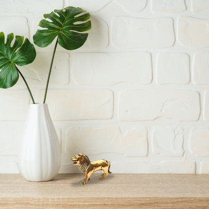 Lion 100% Pure Brass Statue Idol Decorative Showpiece for Home, Office and Gifting by Vastu Mandir