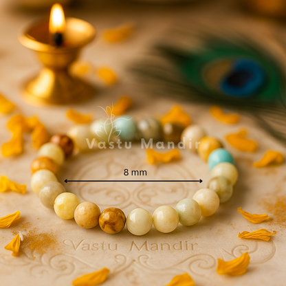 Amazonite Mixed Bracelet 8mm Beads – Natural Healing Crystal for Calmness, Balance & Positive Energy by Vastu Mandir