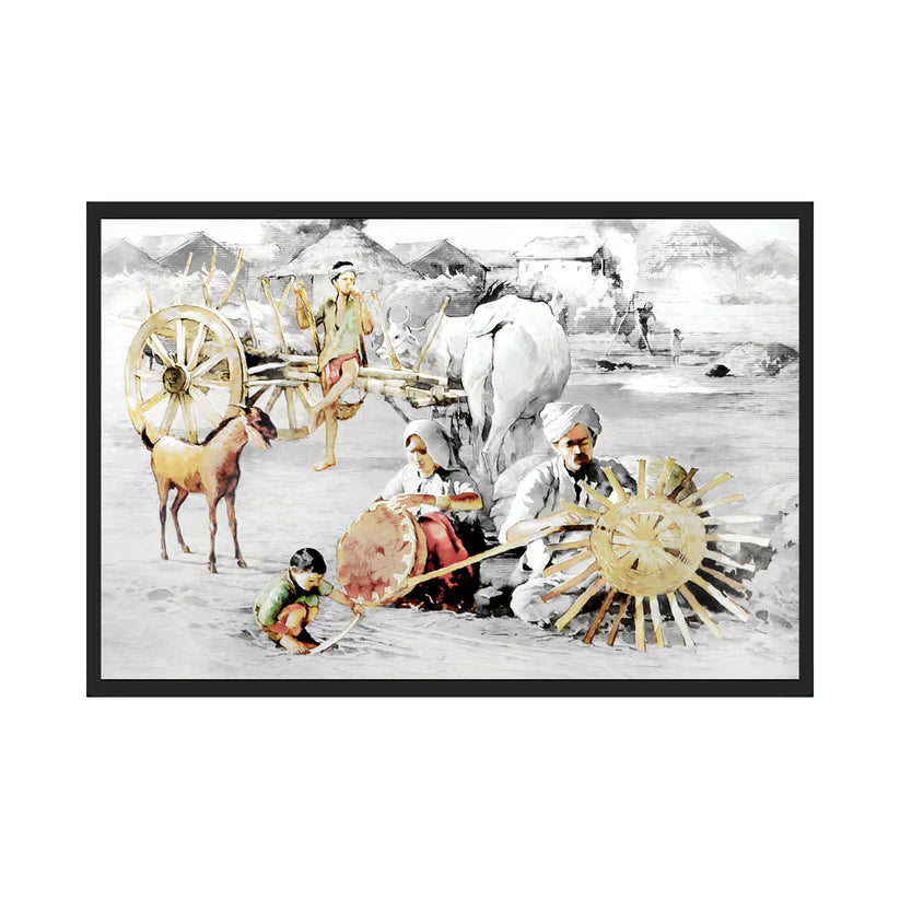vastu mandir wall art, Village Scenery for Vastu, vastu wall scenery art decoration, vastu home decoration 