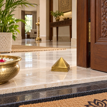 3 Layer Brass Pyramid Vastu Remedy for Health, and Positive Energy for Home Entrance, Main Door and Kitchen Placement | 7 x 7 x 5.5 cm | 690 gm