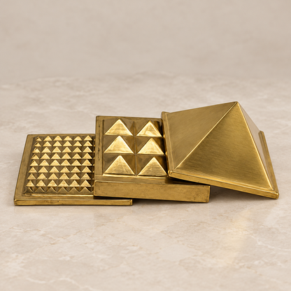 3 Layer Brass Pyramid Vastu Remedy for Health, and Positive Energy for Home Entrance, Main Door and Kitchen Placement | 7 x 7 x 5.5 cm | 690 gm