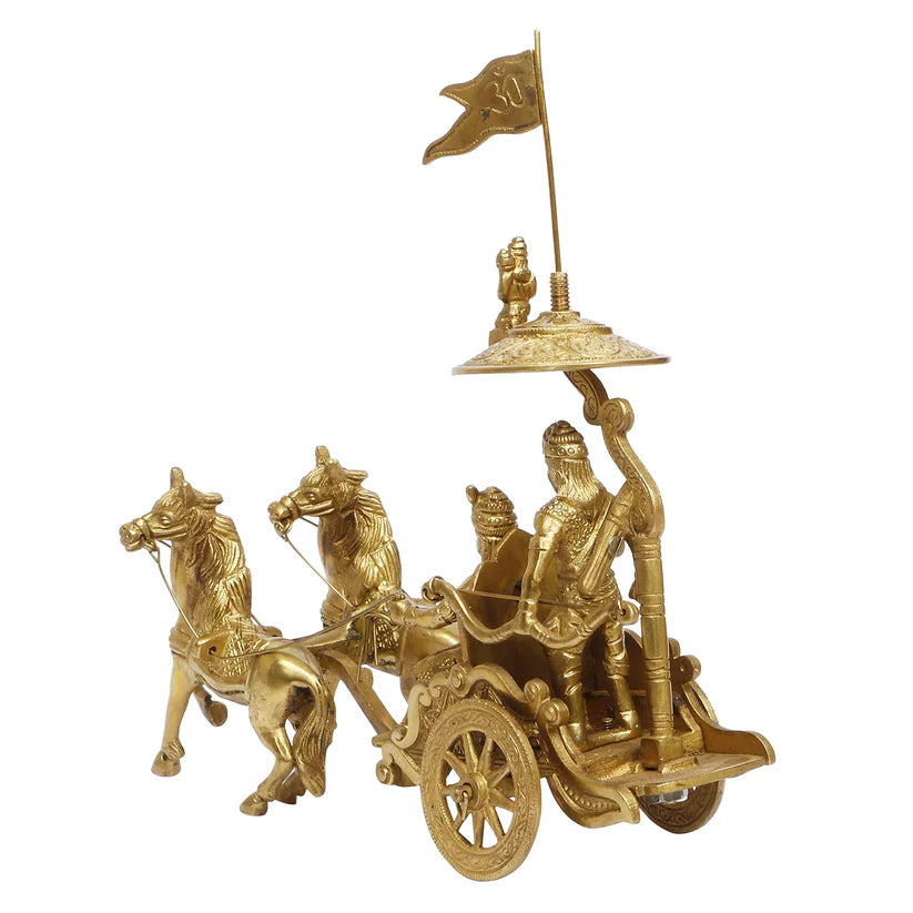 vastu mandir rath, vastu mandir rath with 2 horses, brass rath, vastu mandir brass idol, brass items, home decor, table showpiece 