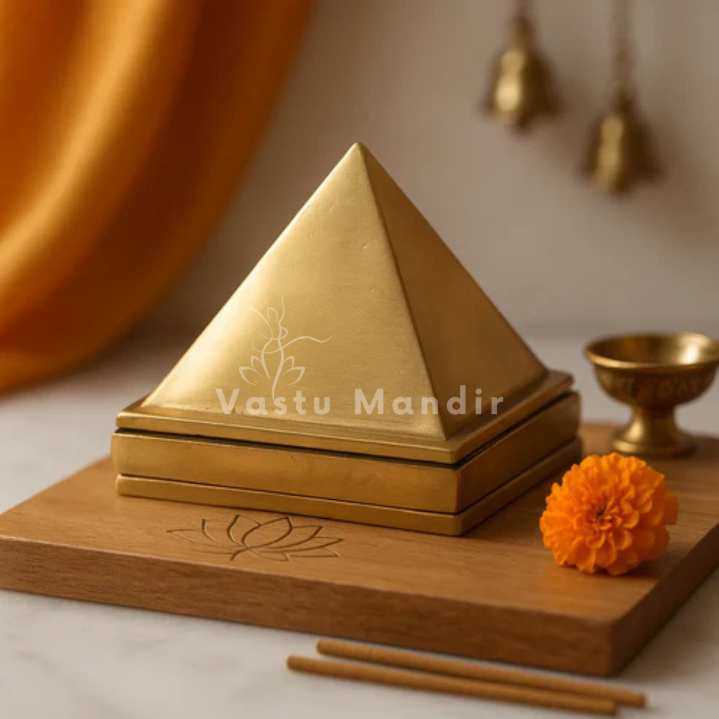 Premium Finish 100% Pure and Solid Brass Pyramid in 3-Layer for North-West Direction, Health & Wealth Home Entrance, Main Door, Kitchen for Balance Positive Energy By Vastu Mandir