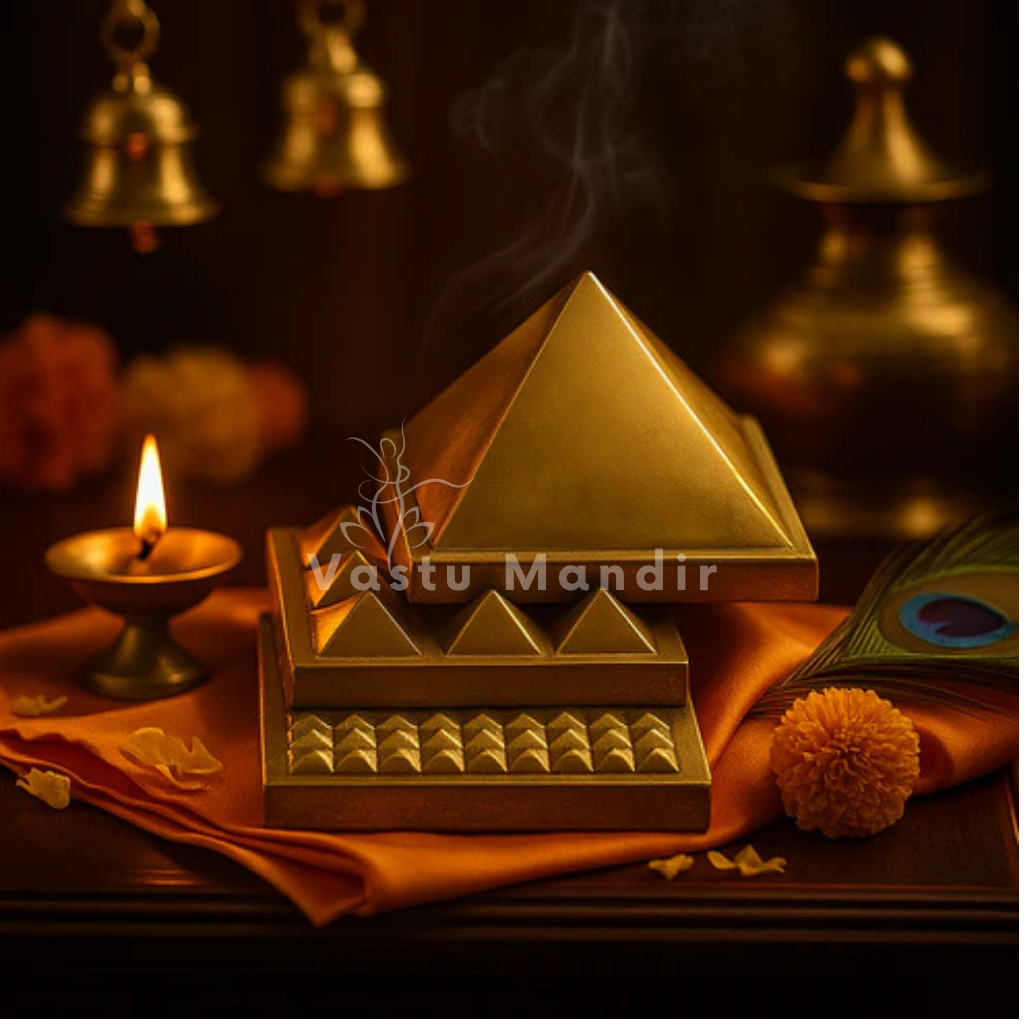 Premium Finish 100% Pure and Solid Brass Pyramid in 3-Layer for North-West Direction, Health & Wealth Home Entrance, Main Door, Kitchen for Balance Positive Energy By Vastu Mandir