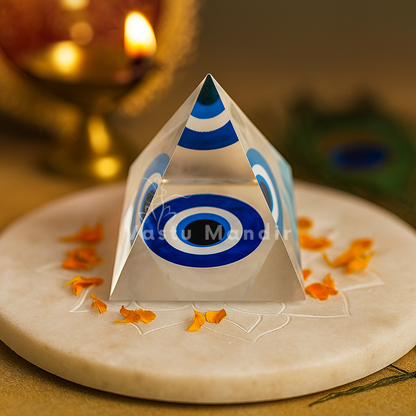 Premium Vastu Mandir Nazar Raksha Pyramid for Home Protection, Aura Cleansing, and Emotional Security | Large Evil Eye Charm By Vastu Mandir