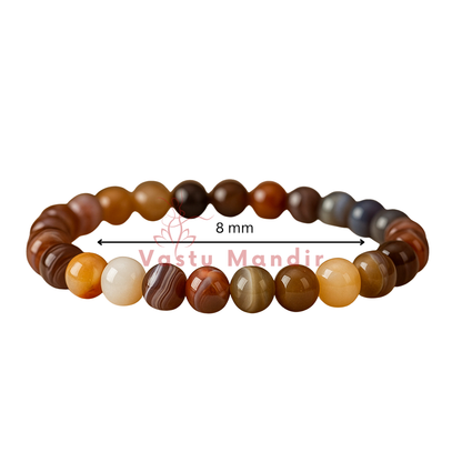 Natural Botswana Agate Crystal Bracelet – Vastu Remedy for Calm Focus & Emotional Stability | 8mm Beads