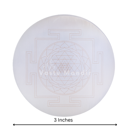 Premium 3-Inch Shree Yantra Selenite Plate for Wealth Attraction, Prosperity, and Divine Abundance | Vastu Crystal Charging Plate By Vastu Mandir