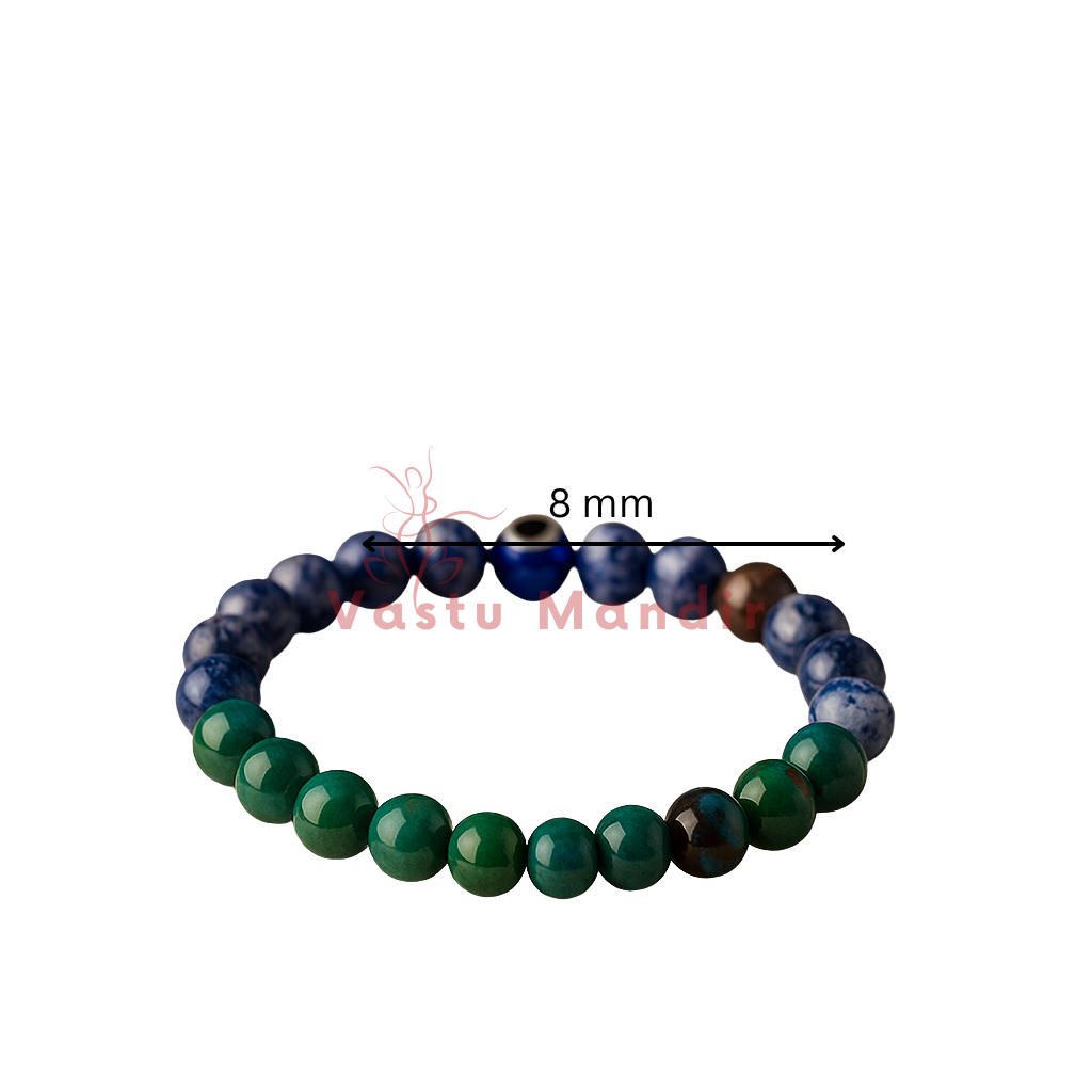 sagittarius zodiac bracelet 8mm with colored beads on a white background