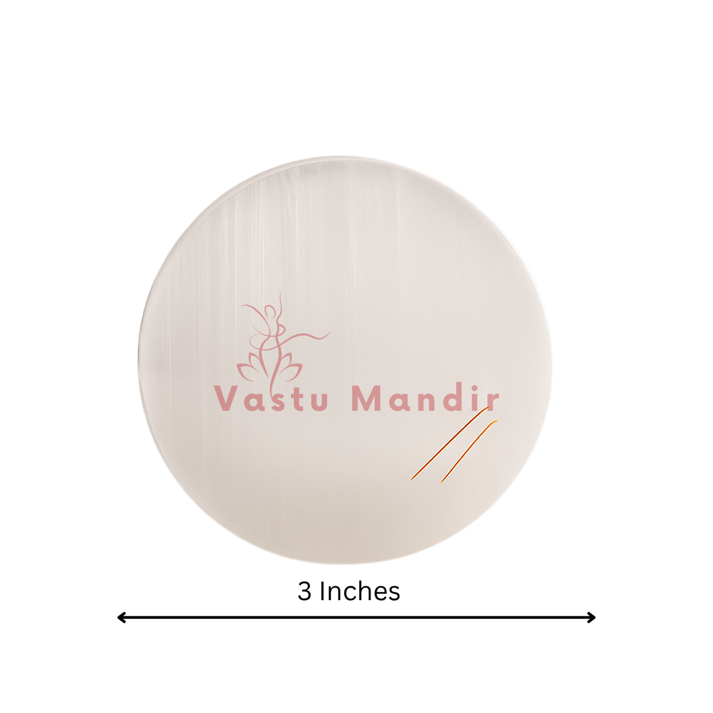Premium 3-Inch Plain Round Selenite Plate for Purest Crystal Cleansing and Foundational Vastu Purification | Essential Daily Charger By Vastu Mandir