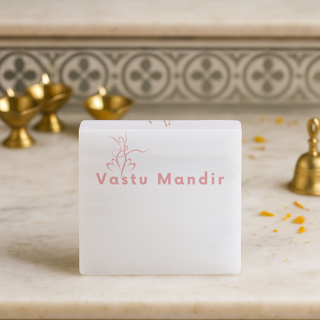 Smooth Square Selenite Charging Plate (3 Inch) – Ultimate Stability, Daily Cleansing Power, and High-Frequency Vastu Foundation | Must-Have Utility Piece