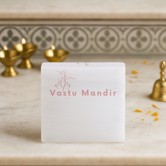 Smooth Square Selenite Charging Plate (3 Inch) – Ultimate Stability, Daily Cleansing Power, and High-Frequency Vastu Foundation | Must-Have Utility Piece