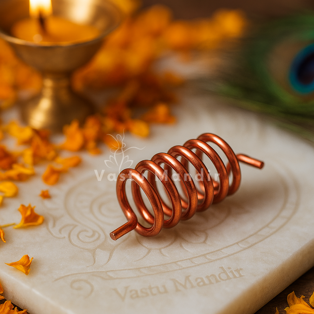 Premium Copper Vastu Spring Remedy Clockwise Anticlockwise for Fire Element Balancing, South Direction Vastu Remedies & Polarity Change in Floor Embedding, Kitchen Areas & Wealth Corners by Vastu Mandir
