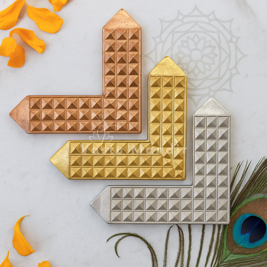 Metal Pyramid Angle 3.5" for Vastu Remedy & Corner Correction — Copper, Brass & Lead L-Shaped Pyramid for Missing Corners & Directional Vastu Dosh Nivaran By Vastu Mandir