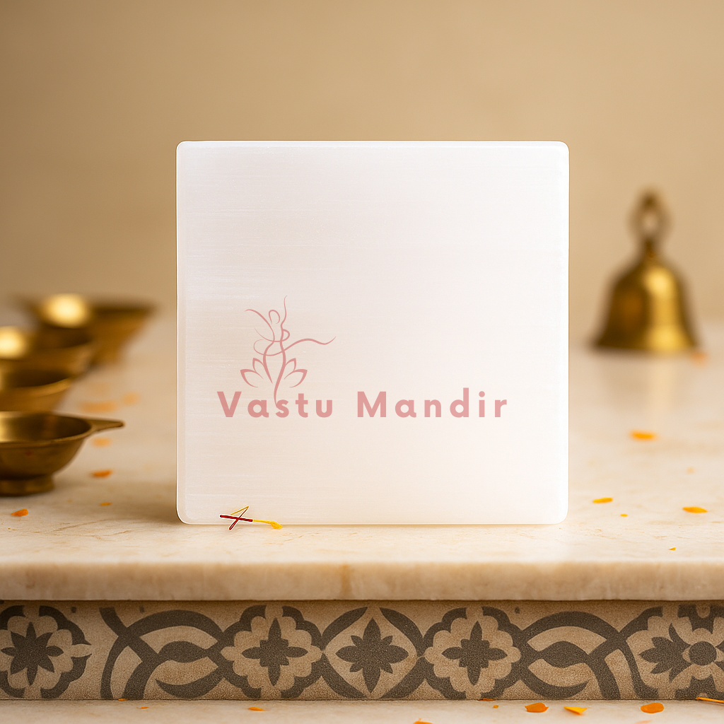 Premium 4-Inch Plain Round Selenite Charging Plate for Maximum Cleansing, Aura Purification, and Unfiltered Energy Flow | Essential Vastu Purity Base By Vastu Mandir