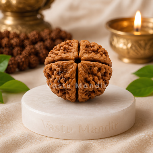 Lab Tested 4 Mukhi Rudraksha – Vastu Remedy for Knowledge, Creativity & Memory Power | Ideal for North-East Study Rooms