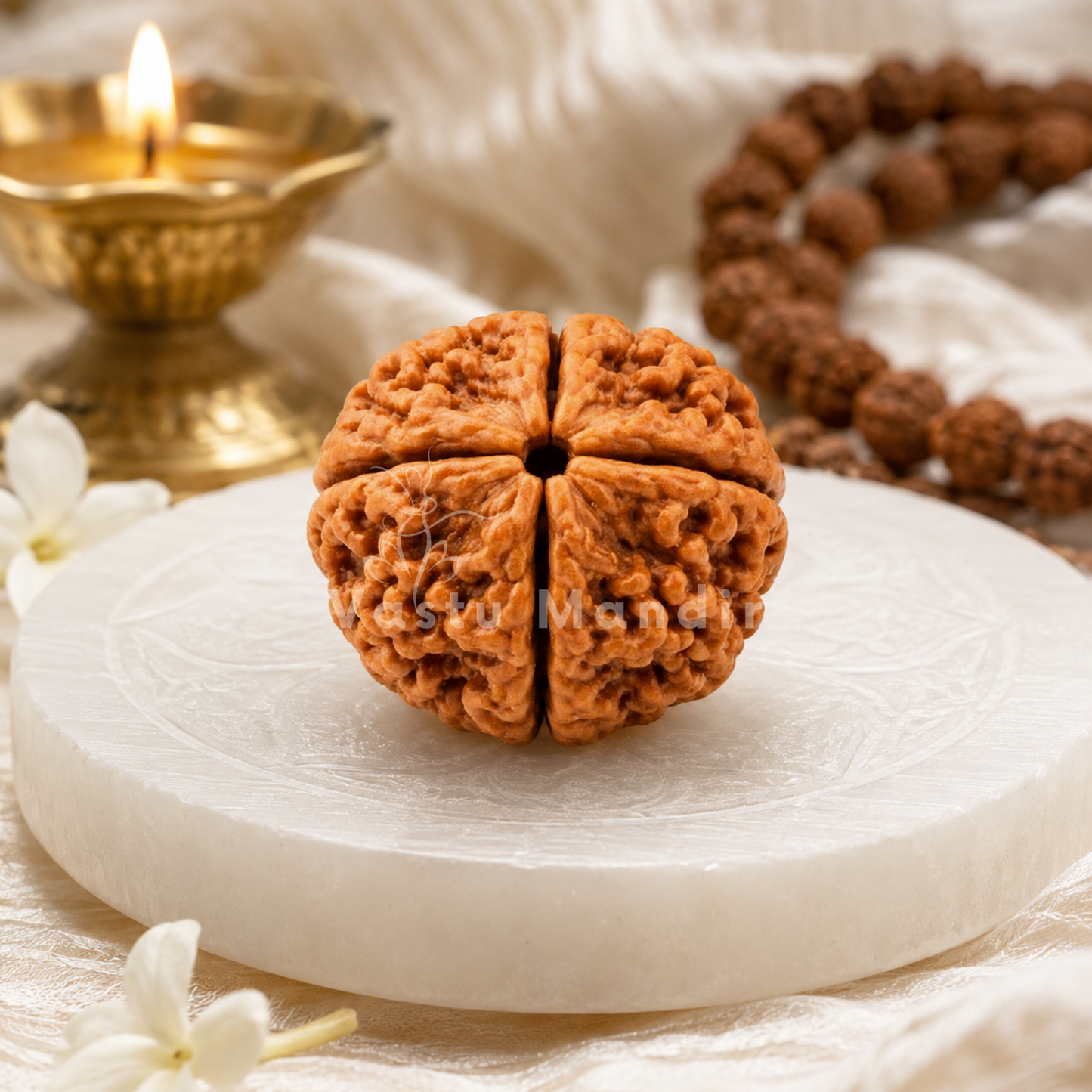 Lab Tested 4 Mukhi Rudraksha – Vastu Remedy for Knowledge, Creativity & Memory Power | Ideal for North-East Study Rooms