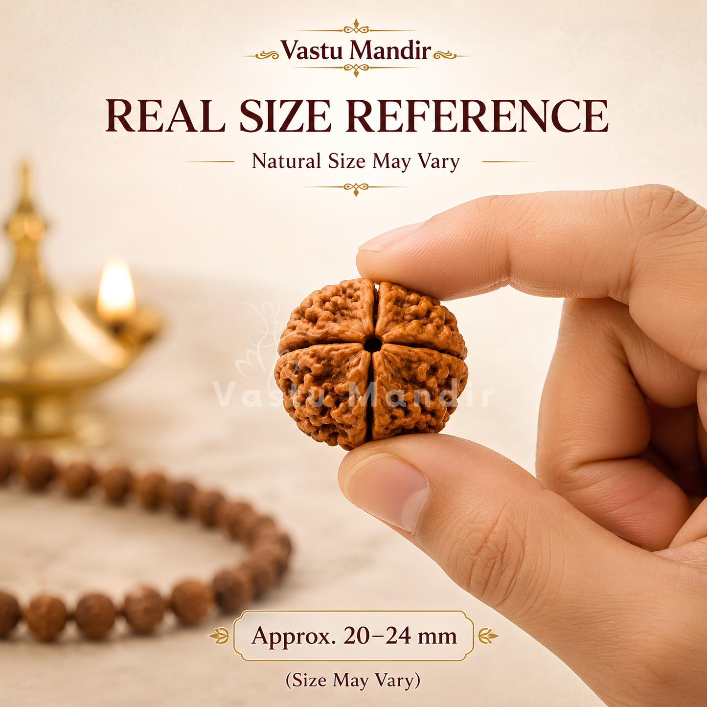 Lab Tested 4 Mukhi Rudraksha – Vastu Remedy for Knowledge, Creativity & Memory Power | Ideal for North-East Study Rooms